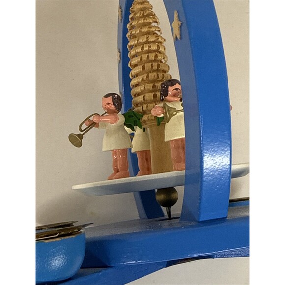 Vtg German Carousel Spinning Windmill Wood Richard Glasser Angel Band Erzgebirge - Picture 8 of 12